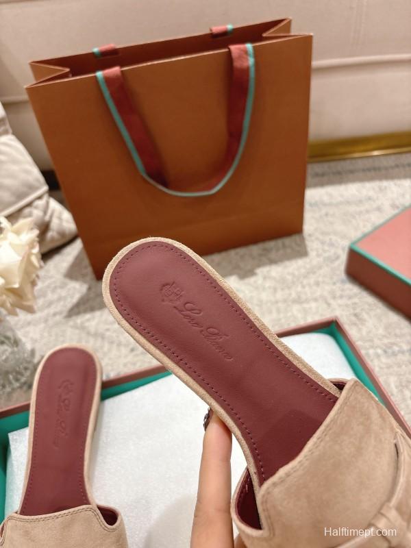 2025 Women LP Beige Suede Slippers LY00270