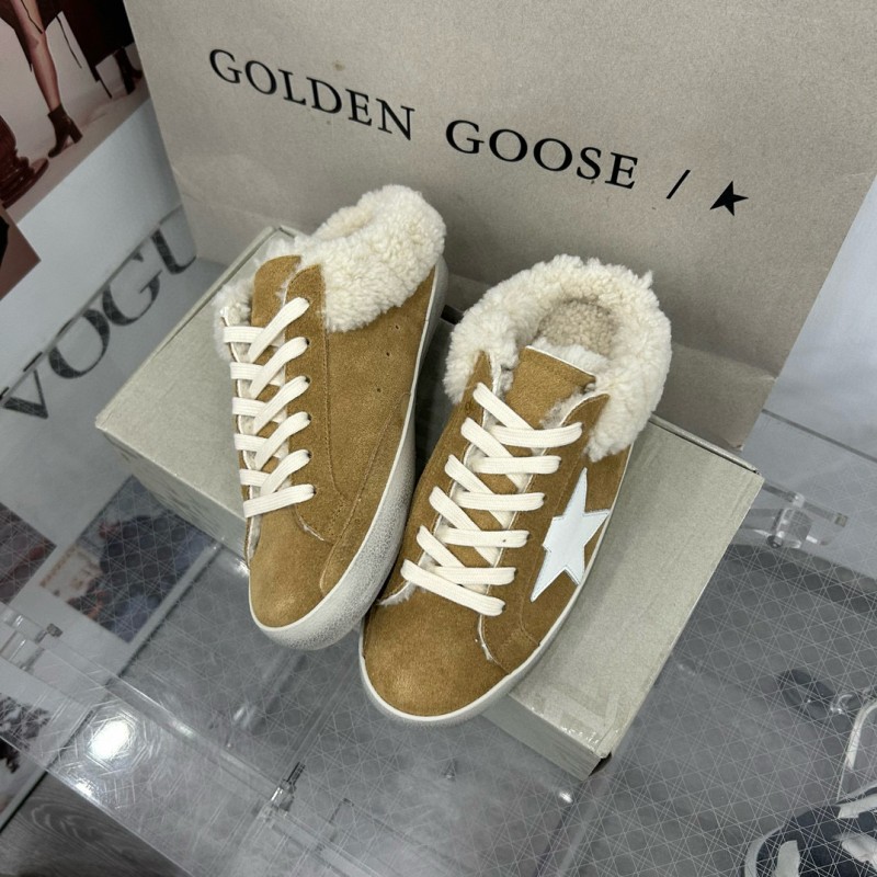 2025 Women GGDB Brown White Suede Shearling Sneakers