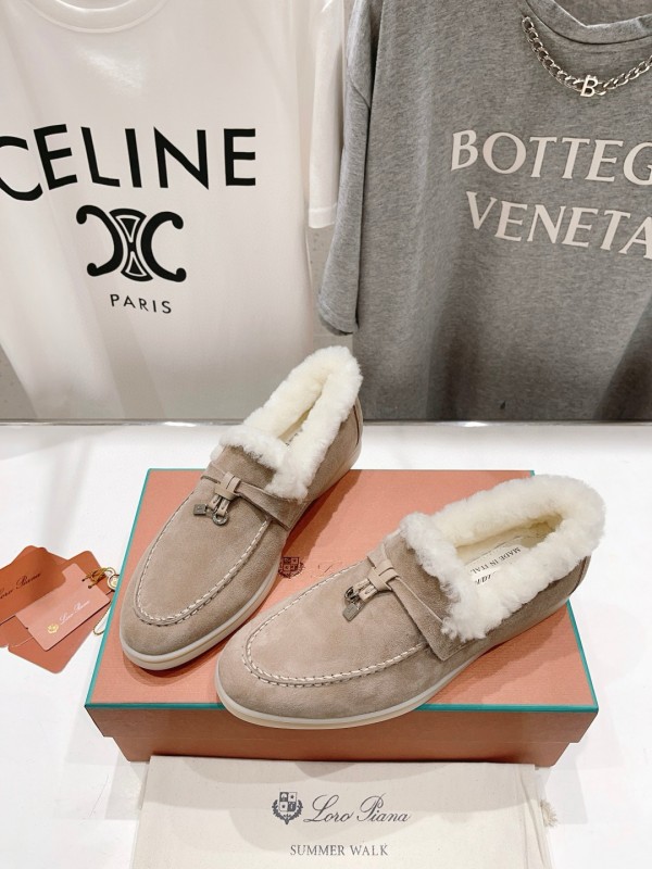 2024 Unisex LP Beige Suede Shearling Loafers MJ00300
