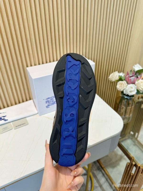 2024 Men Burberry Black Leather Sneakers MJ00320