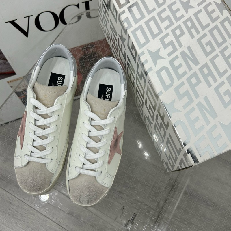 2025 Women GGDB White Pink Leather Sneakers