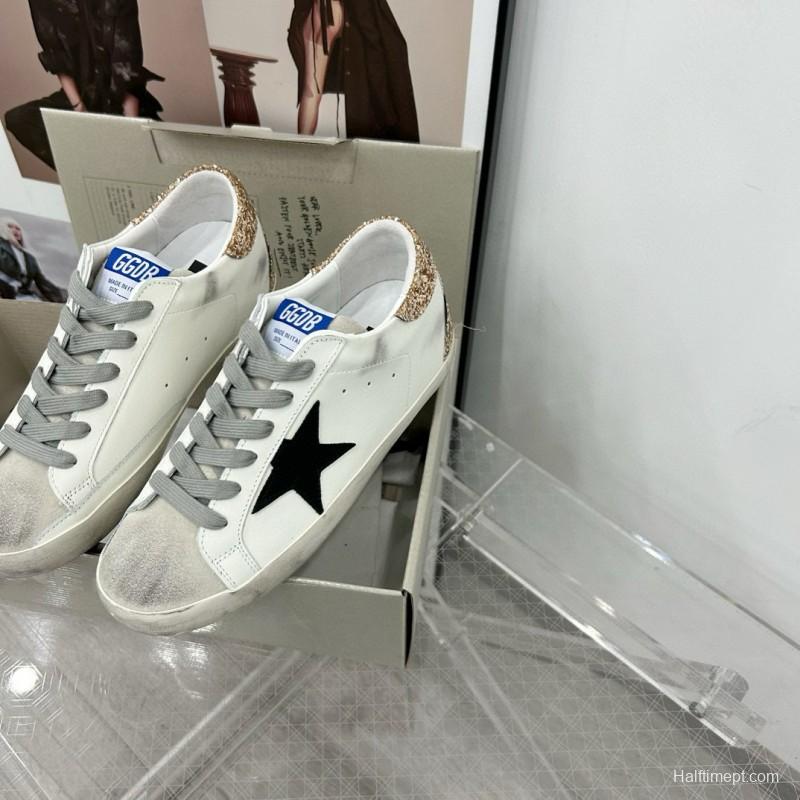 2025 Women GGDB White Black Glitter Leather Suede Sneakers