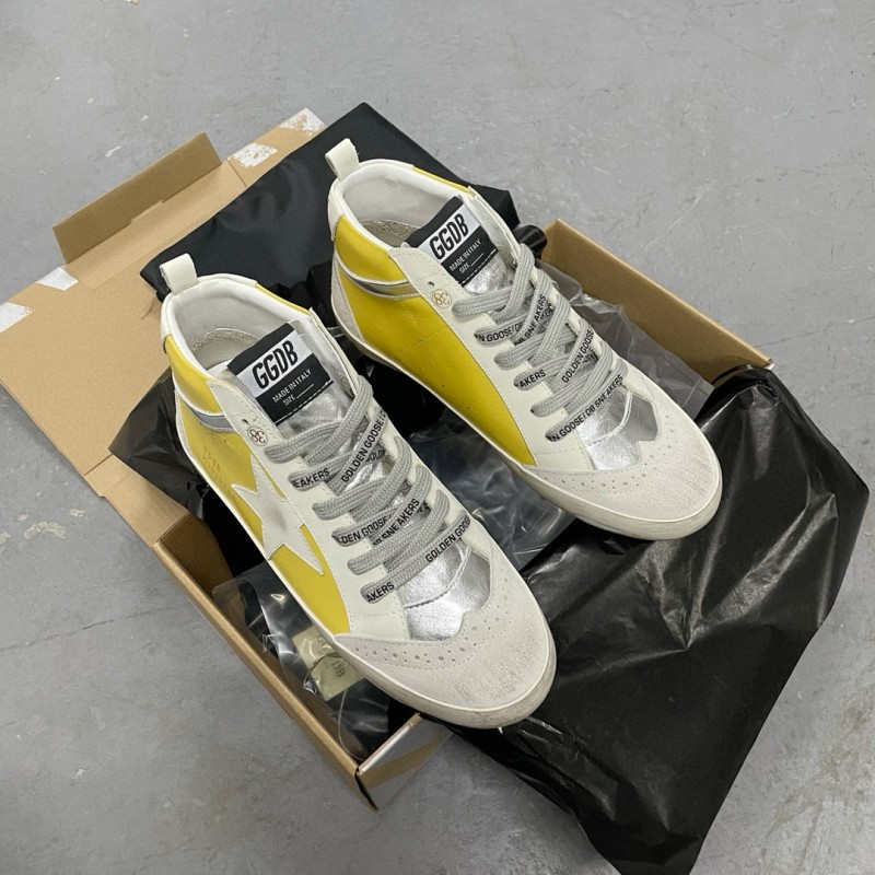 2024 Unisex GGDB Yellow White Leather Suede High Top Sneakers MJ00300