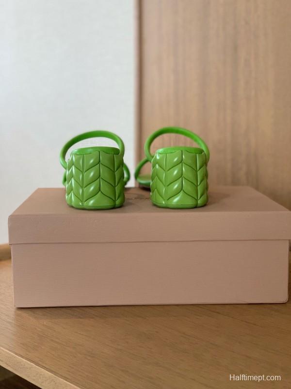 2025 Women Gianvito Rossi Green Leather Slippers