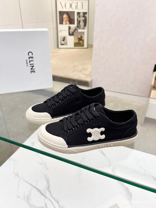 2025 Women Celine Black Canvas Sneakers LY00210