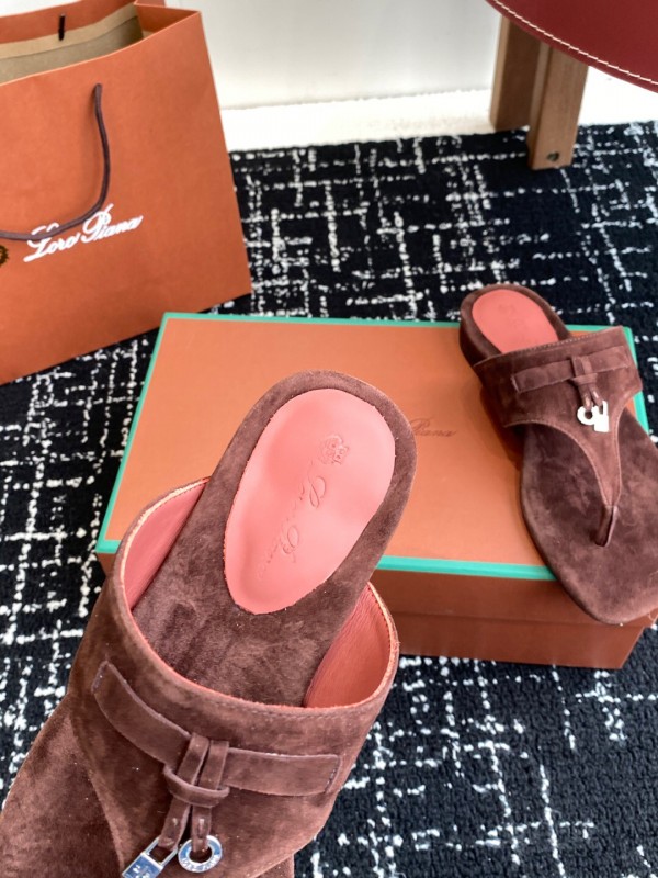 2025 Women Le Parmentier Brown Suede Slippers KFY00280