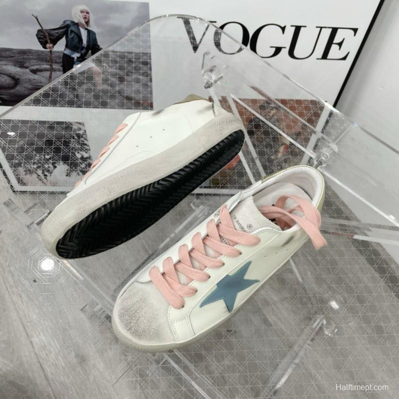 2025 Women GGDB White Blue Pink Leather Suede Sneakers