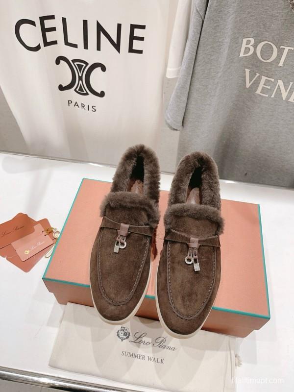 2024 Women Le Parmentier Brown Suede Shearling Loafer MJ00310