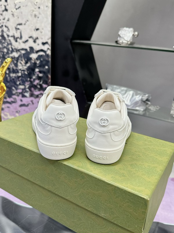 2024 Unisex Gucci White Leather Suede Sneakers MJ00310