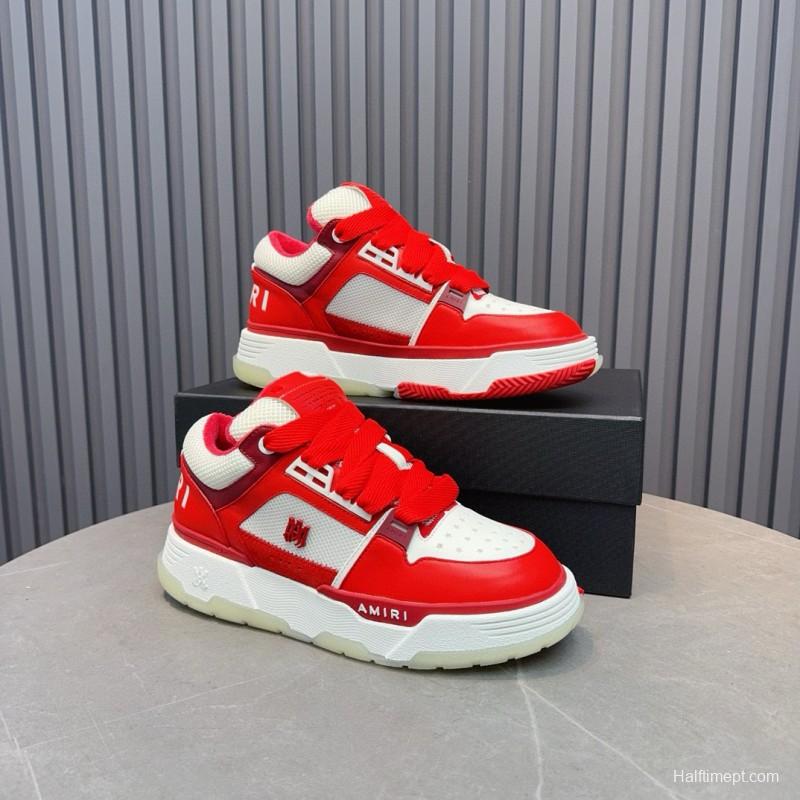 2024 Unisex Amiri埃米尔 Red White Leather Mesh Sneakers MJ00360