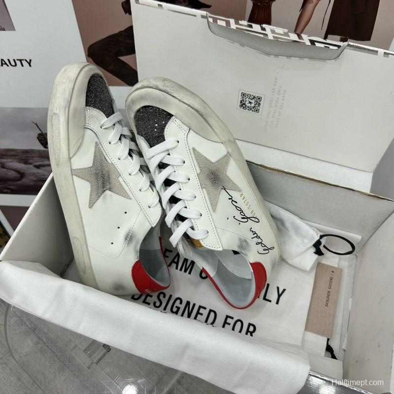 2025 Women GGDB White Red Leather Sneakers