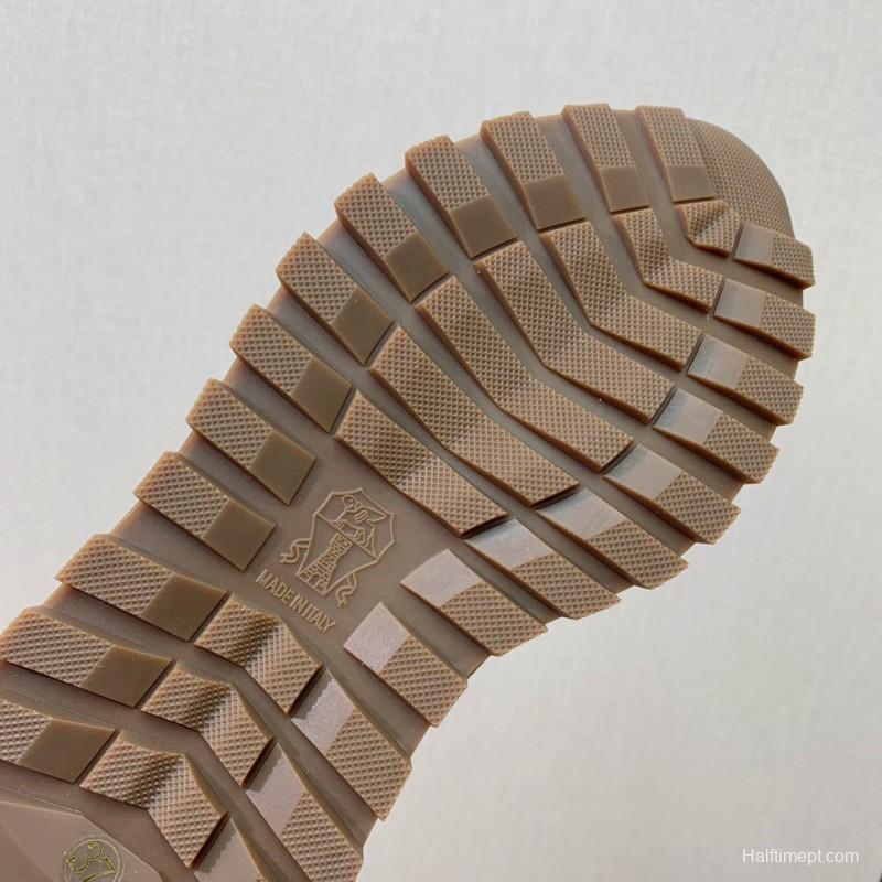 2025 Unisex Brunello Cucinelli Beige Grey Suede Mesh Sneakers LY