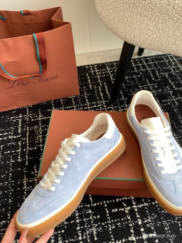 2024 Unisex Loro Piana Light Blue White Custom Leather Sneakers MJ00320
