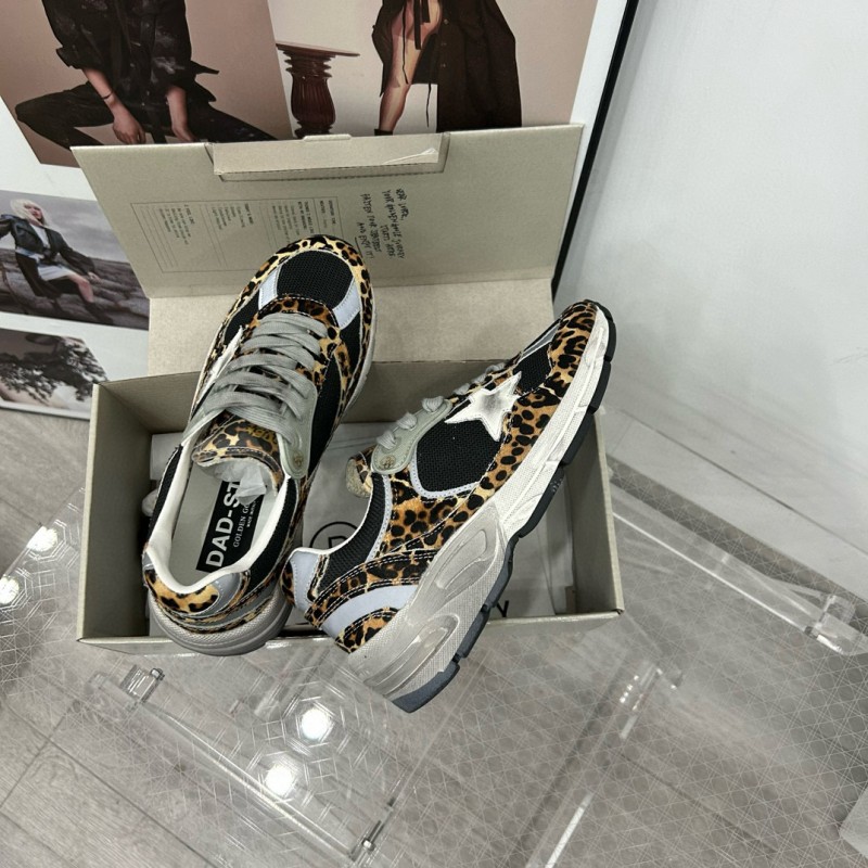 2024 Women GGDB Leopard Black Grey Mesh Leather Sneakers
