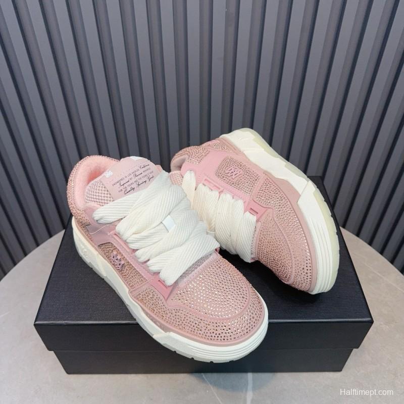2024 Women Amiri pink mesh leather sneakers MJ00410