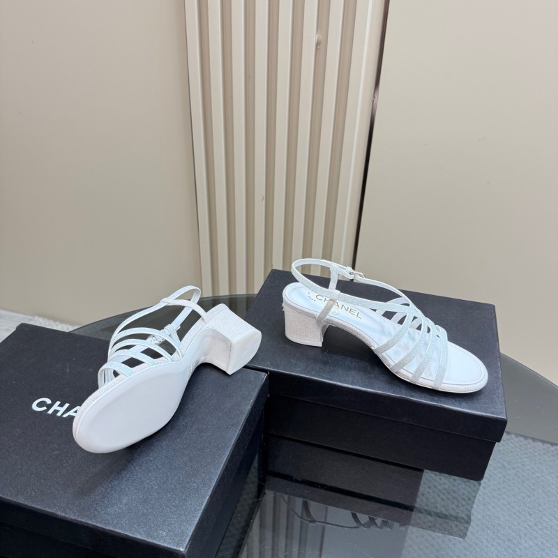 2025 Women Chanel White Suede Sandal KFY00290