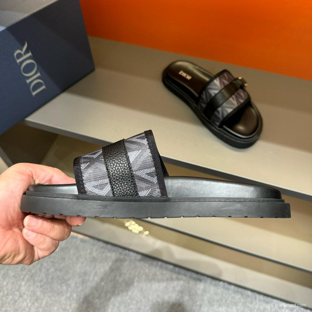 2024 Slippers Dior Black Fabric Leather Slippers
