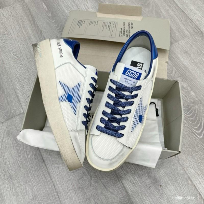 2024 Unisex GGDB White Blue Leather Sneakers STARDAN