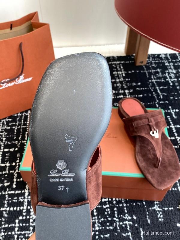 2025 Women Le Parmentier Brown Suede Slippers KFY00280