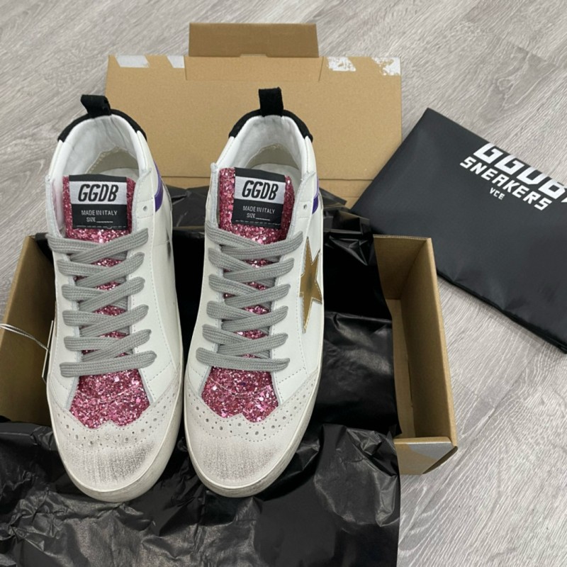 2024 Unisex GGDB White Purple Gold Leather High Top Sneakers MJ00300