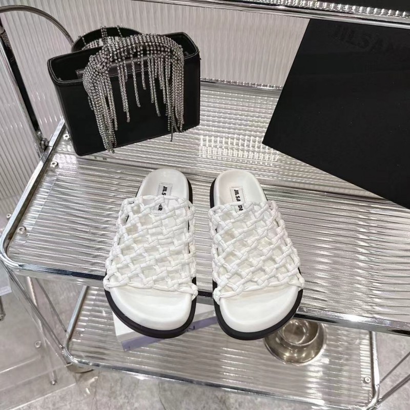 2025 Slippers Jil Sander White Leather Woven