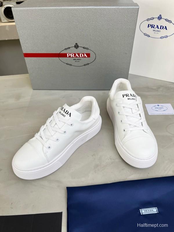 2024 Unisex Prada White Calfskin Leather Sneakers MJ00310