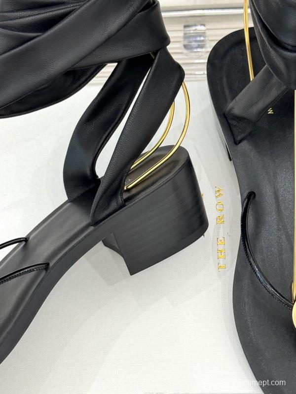 2025 Women Yves Saint Laurent Black Leather Sandal