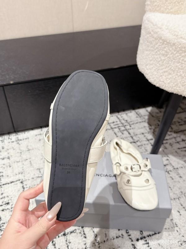 BALENCIAGA Cagole Metal Studs Ballet Flats - KFY00300