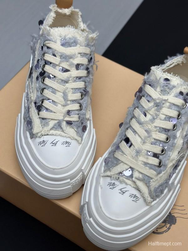 2025 Unisex XVESSEL White Canvas Plimsolls Vulcanization AS00260