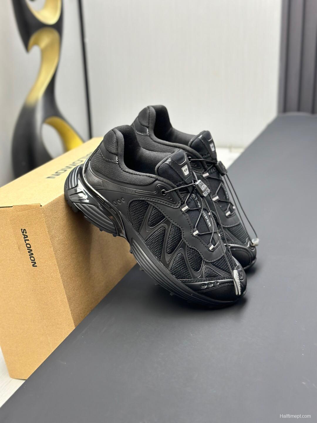 2025 Unisex SALOMON Black Leather Mesh Sneakers AS00320