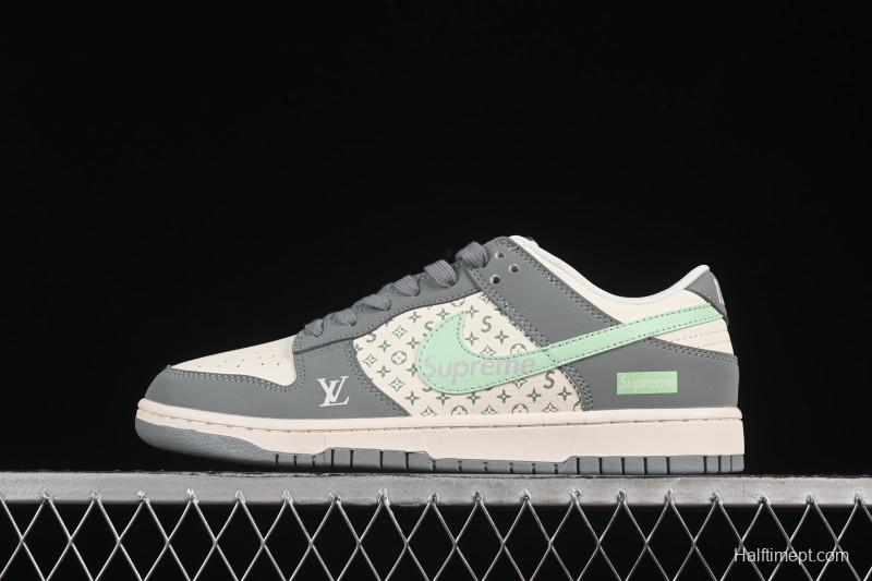 Nike SB Dunk Low LV Collaboration Gray Anniversary High-End Custom Low-Top Casual Skate Shoes ZH2598-278