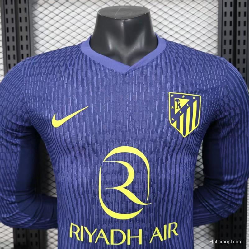 Player Version 25/26 Atletico Madrid Away Blue Long Sleeve Jersey