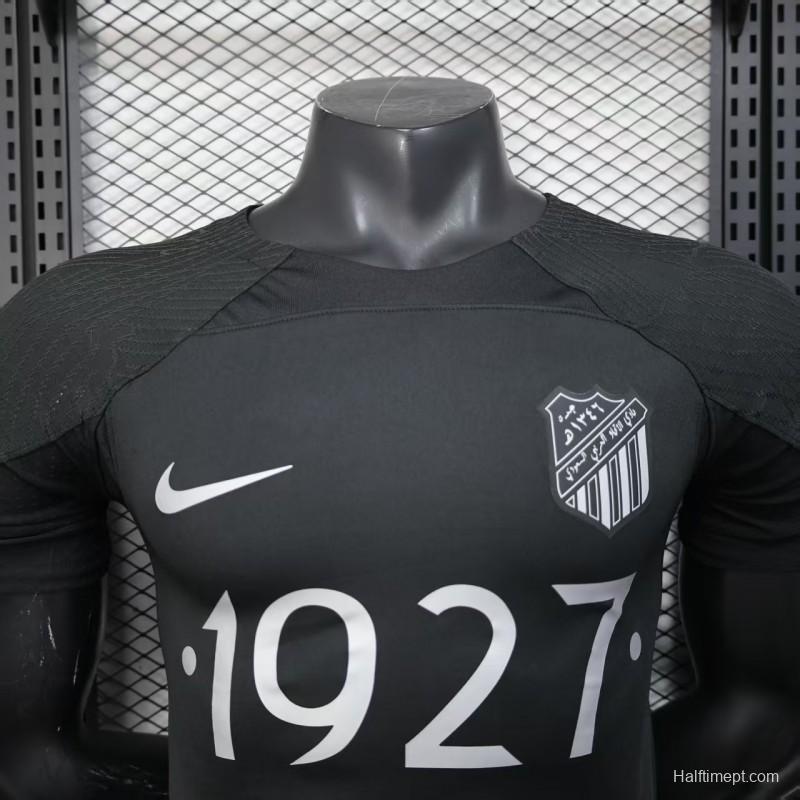 Player Version 25/26 Al-Ahli Black Champion Jersey With Silver Sponsor