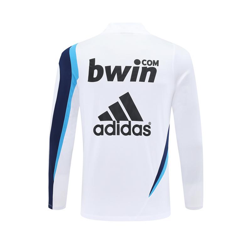 Retro 09/10 Real Madrid White Half Zipper Jacket+Long Pants