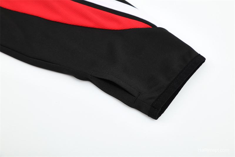 Retro 03/04 AC Milan Black Half Zipper Jacket+Long Pants