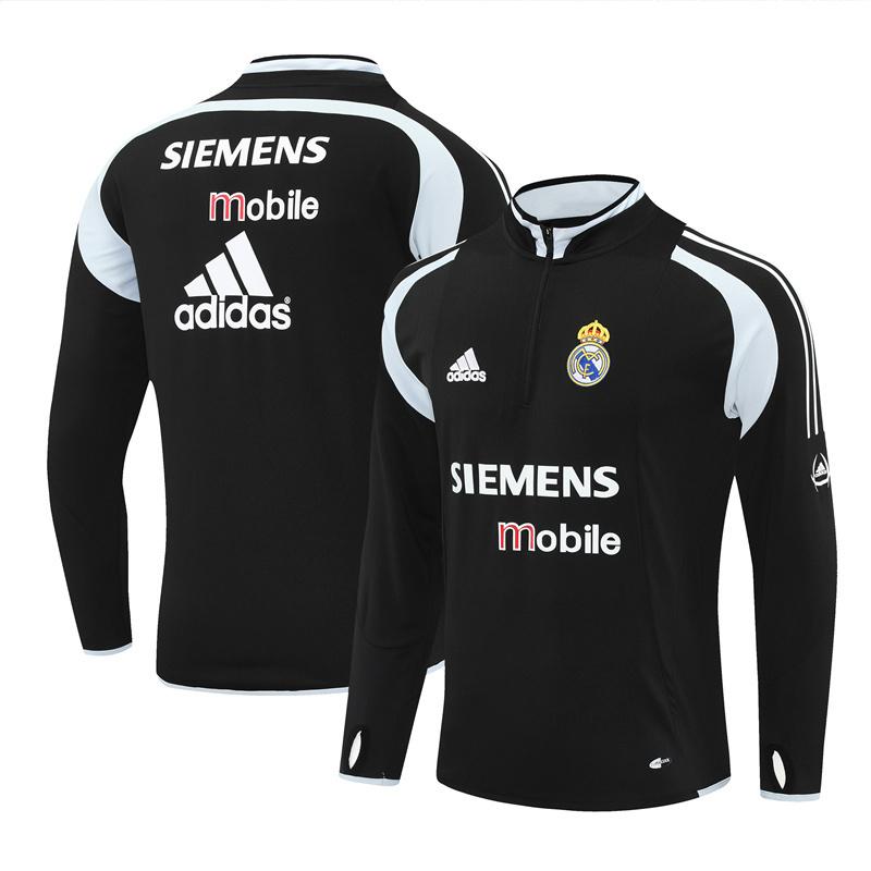 Retro 04/05 Real Madrid Black Half Zipper Jacket