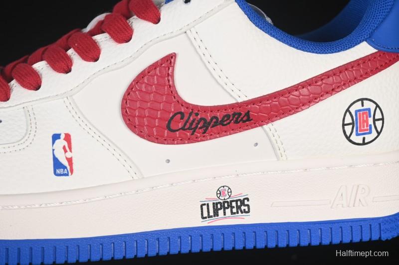 Nike Air Force 1 '07 Low NBA Collaboration Clippers Blue Red Casual Sneakers - QW5606-274