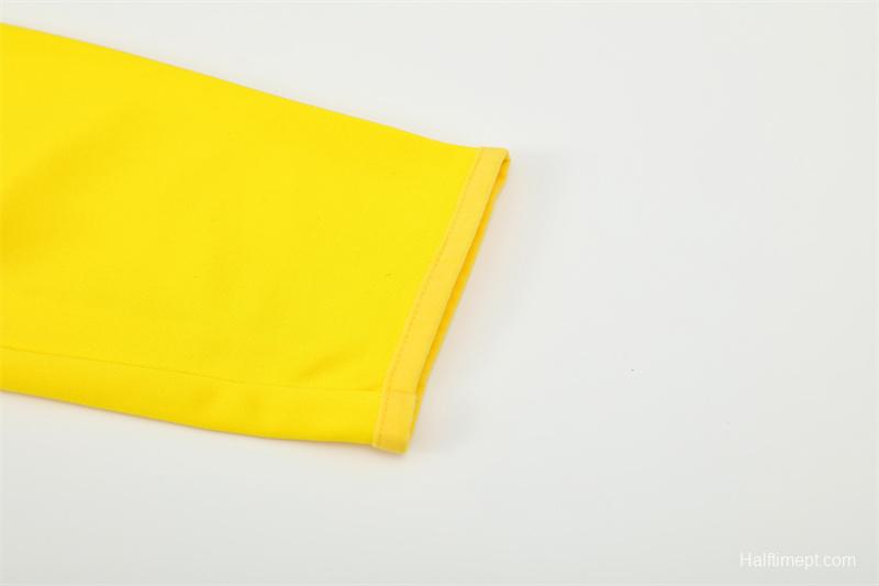 2002 Brazil Yellow Half Zipper Jacket+Long Pants