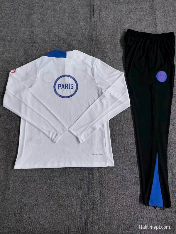 Player Version 25/26 Kids Paris White T90 Half Zipper Jacket+Long Pants