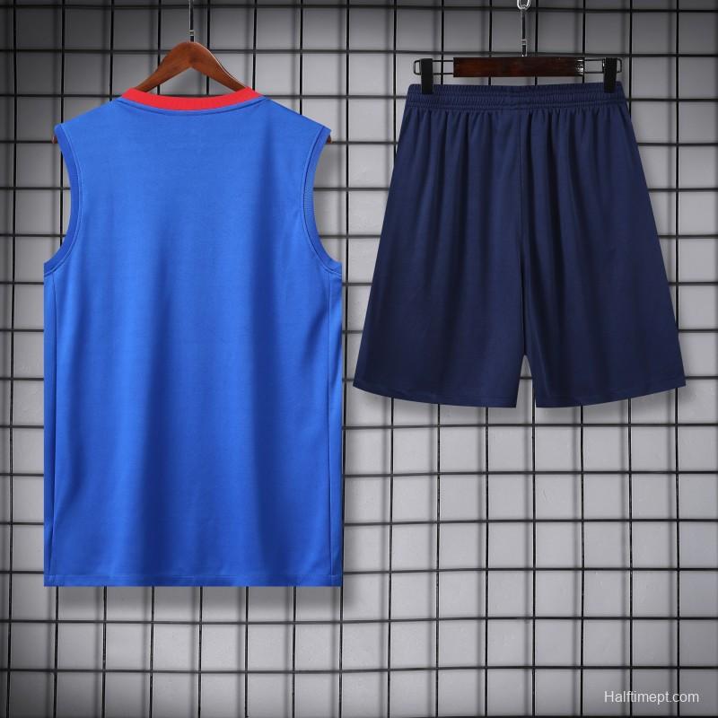 25/26 PSG Red/Blue Vest Jersey+Shorts