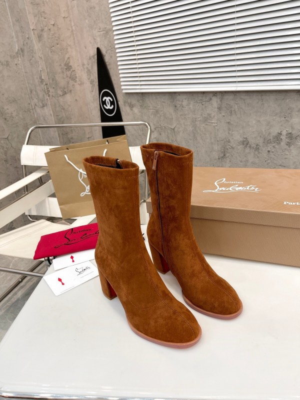 Christian Louboutin 2025/SS Chunky Heel Elastic Ankle Boots - LY00300