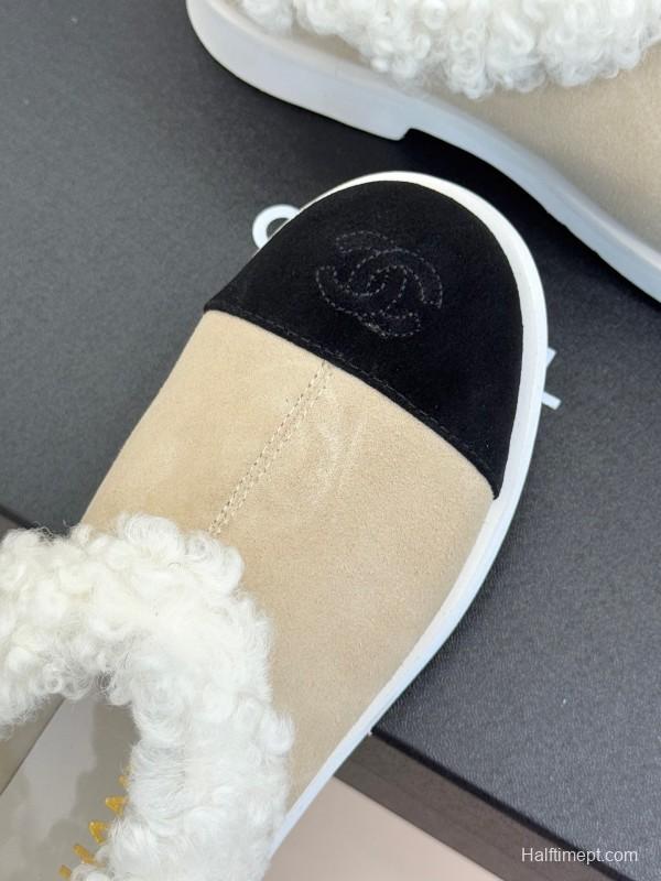 Chanel 2025/SS Double C Color-Block Shearling Snow Boots - KFY00270