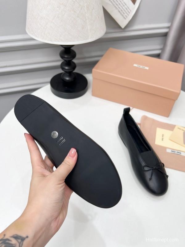 Miu Miu Ballerina Flats with Bow Mary Jane Design - LY00260