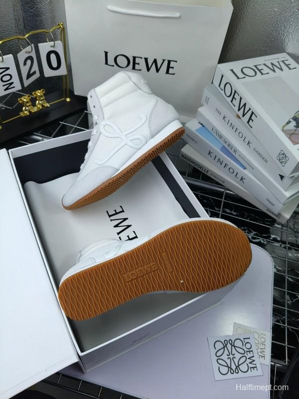 LOEWE High-Top German Training Sneakers Retro Fashion Casual White Shoes - LY00330