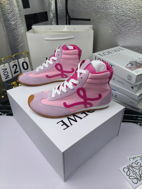 LOEWE High-Top German Training Sneakers Retro Fashion Casual White Shoes - LY00330