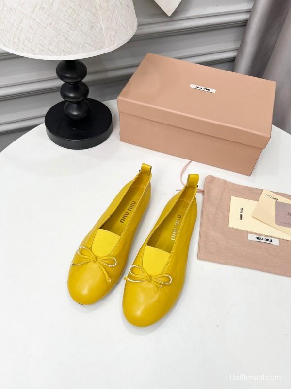 Miu Miu Ballet Flats Bow Mary Jane Shoes - LY00260