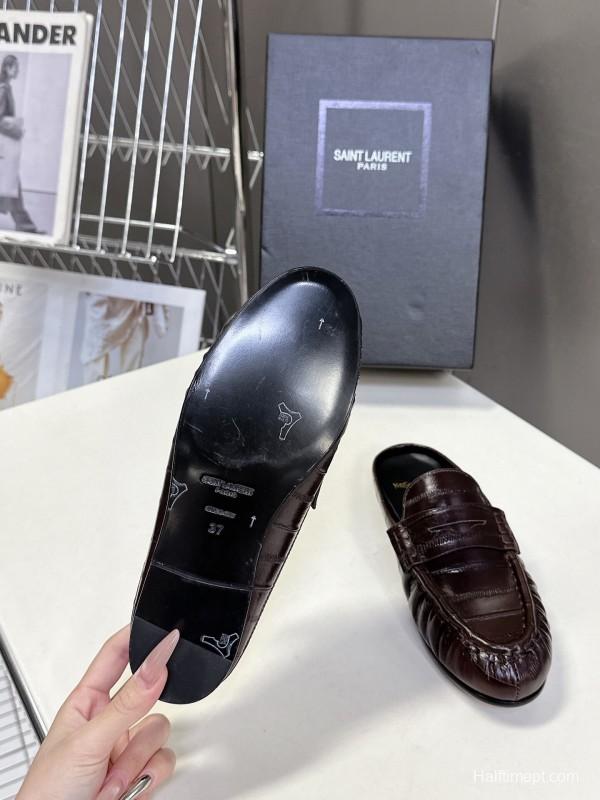 Saint Laurent 2025 SS Classic Loafer Mule Flats - KFY00320