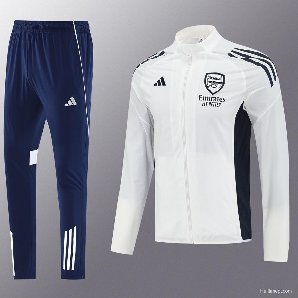 25/26 Arsenal White S-2XL Half Zipper Jacket+Long Pants