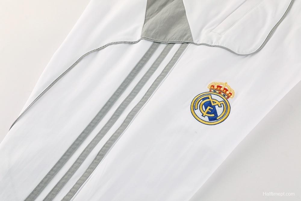 25/26 Real Madrid White Half Zipper Jacket+Long Pants S-3XL