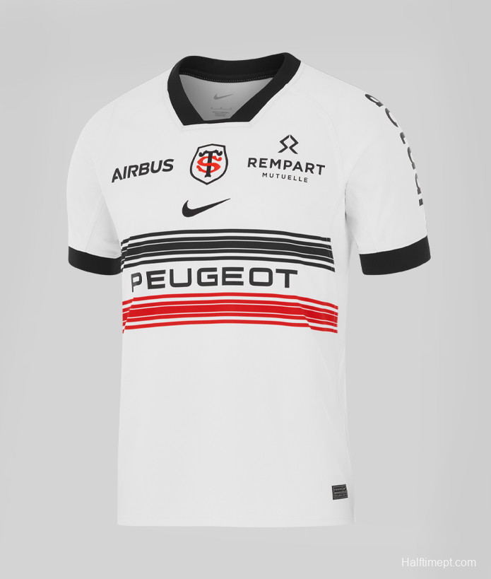 25/26 Stade Toulousain White with Black and Red Stripes Jersey